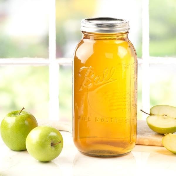 Ball Wide Mouth Glass Mason Jars with Lids and Bands, Used for Canning, Pickling, Juice, Jam, Jelly, Half Gallon Size 64 Ounce (Pack of 4)