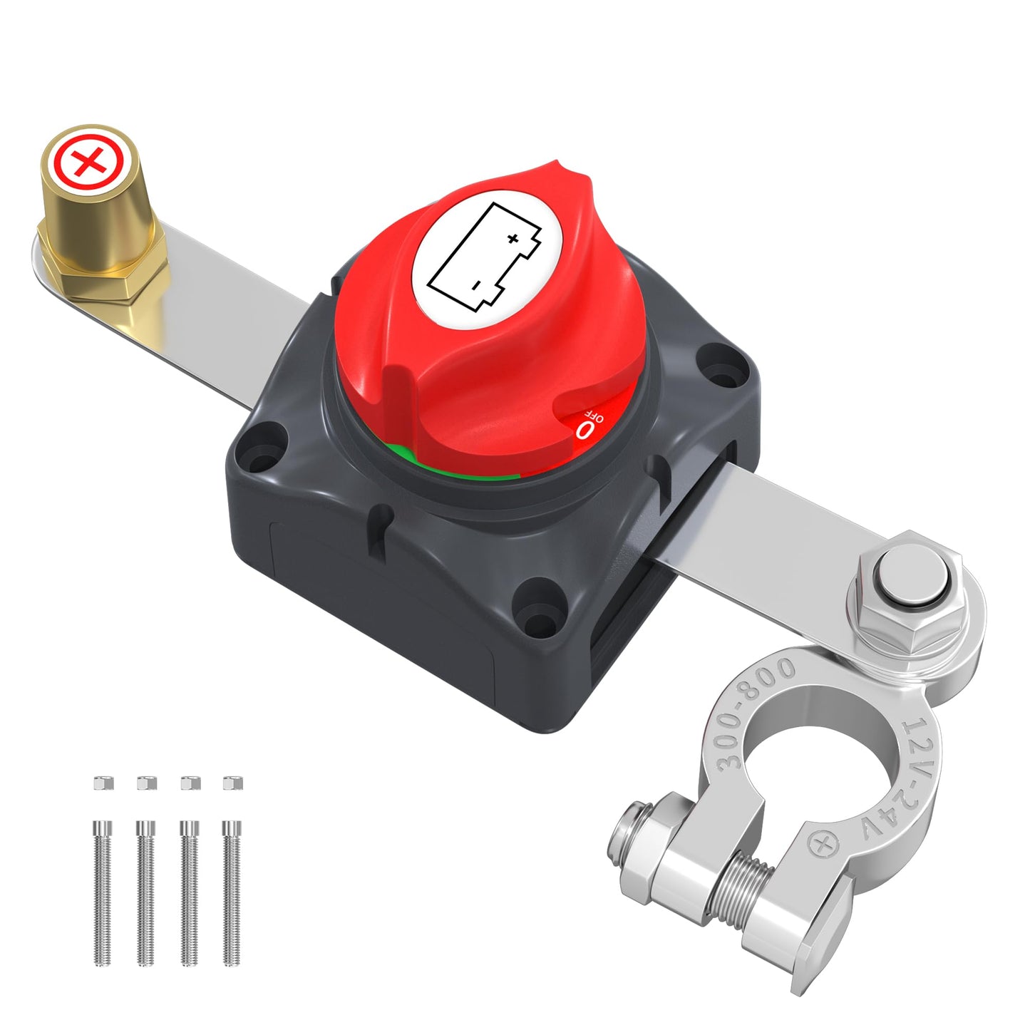 Joinfworld Top Post Battery Disconnect Switch 12V-48V Battery Kill Switch Negative On/Off Battery Switch for Cars, Vehicles, RVs and Boats