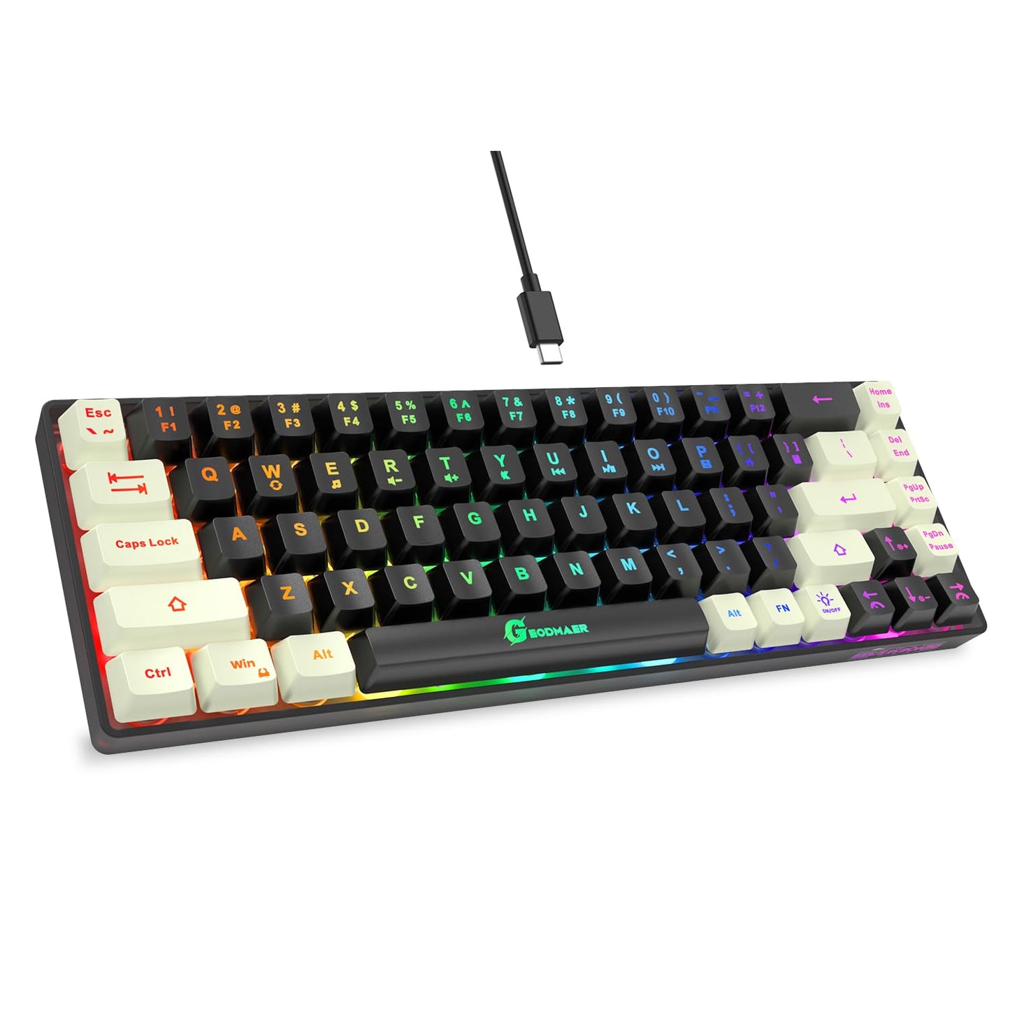 65% Gaming Keyboard, Wired Backlit Mini Keyboard, Ultra-Compact Anti-Ghosting No-Conflict 68 Keys Membrane Gaming Wired Keyboard for PC Laptop Windows Gamer