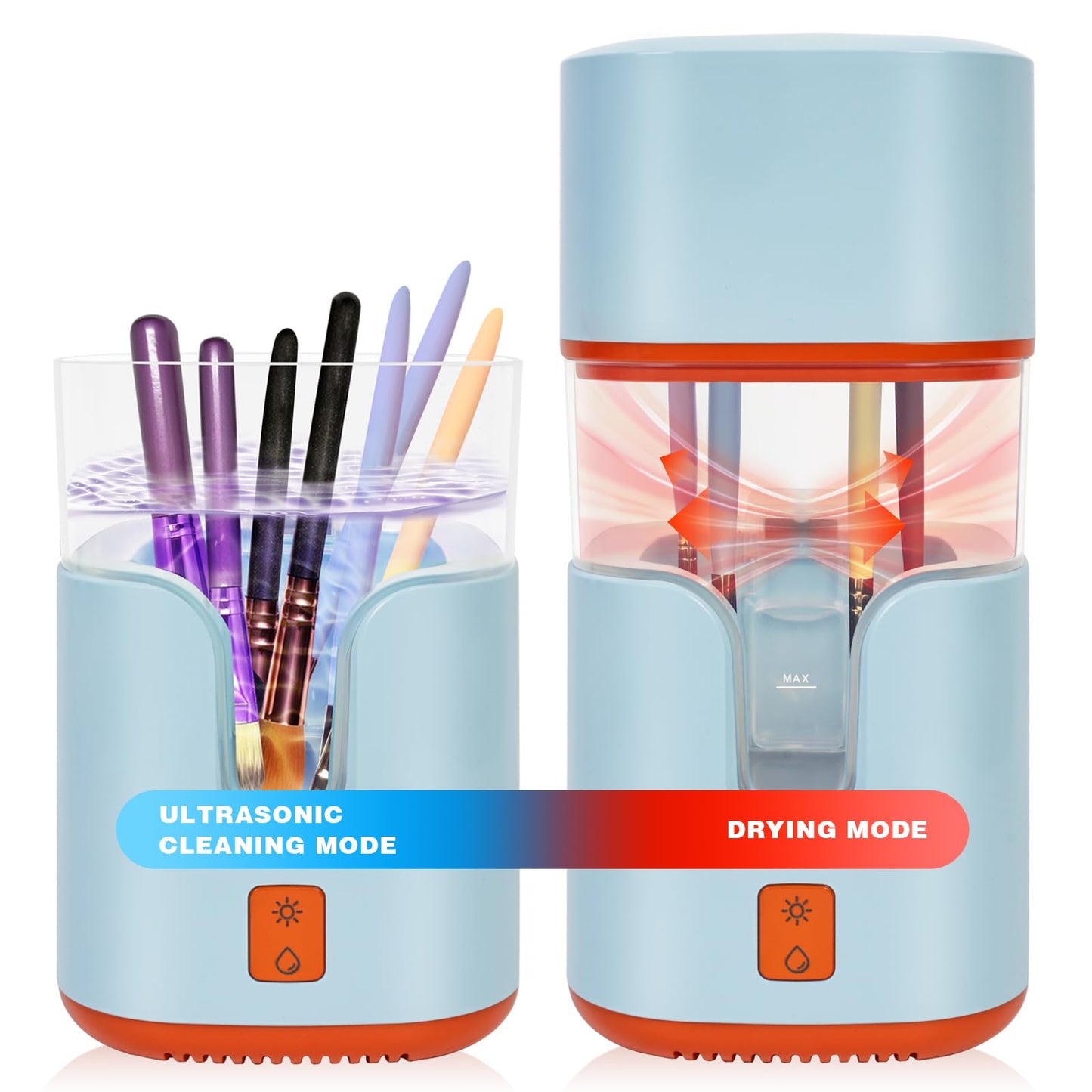 2 In 1 Electric Makeup Brush Cleaner Ultrasonic Cleaner Machine With 95โ Hot Air Cycle Dryer - Ultra Fast Effective Make Up Brush Washer (Blue)