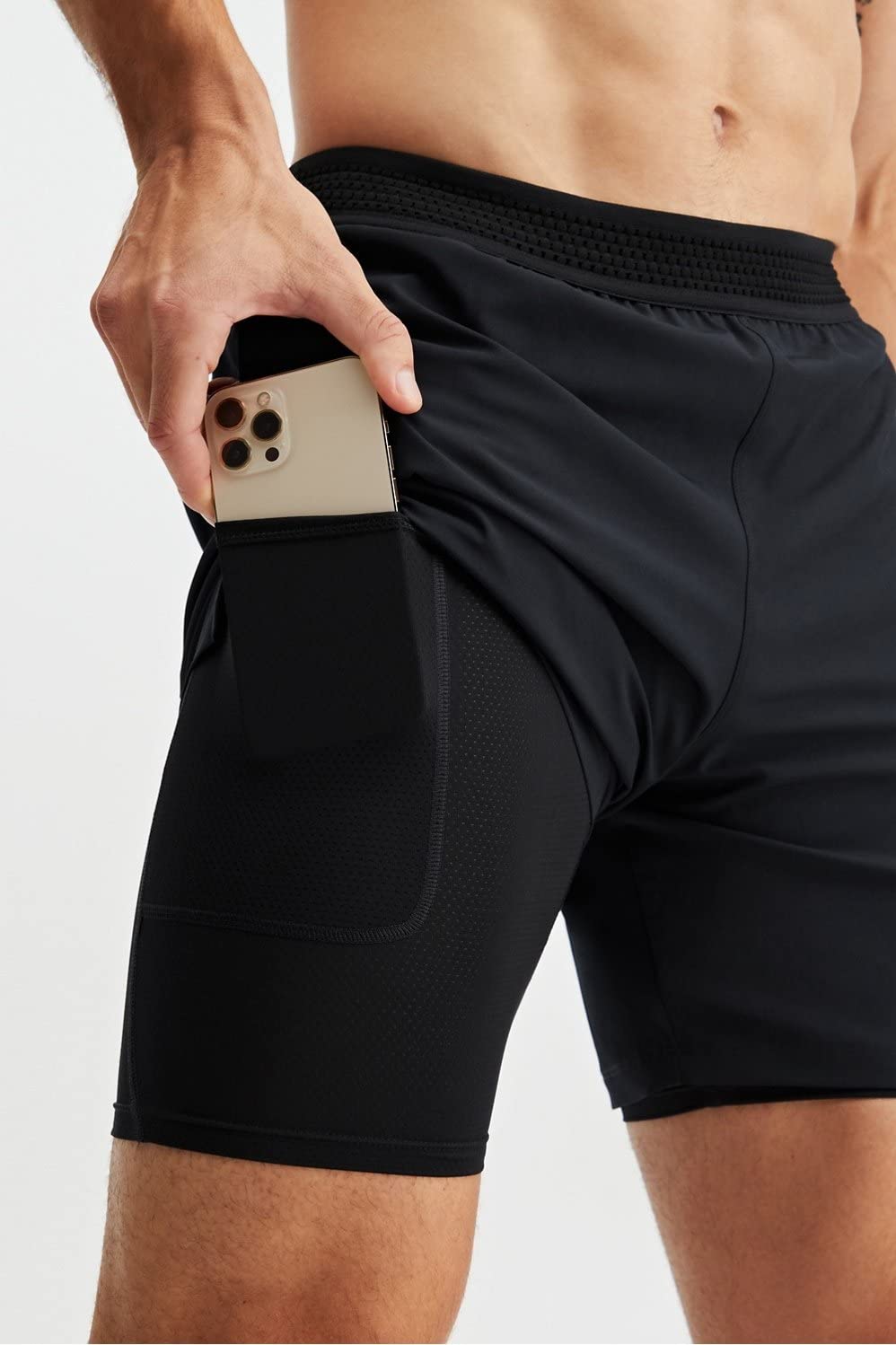 Fabletics Men's The Fundamental Short (Lined), Workout, Running, Training, Gym, Yoga, Ultra Lightweight, Athletic, 9" Inseam, XS, Black