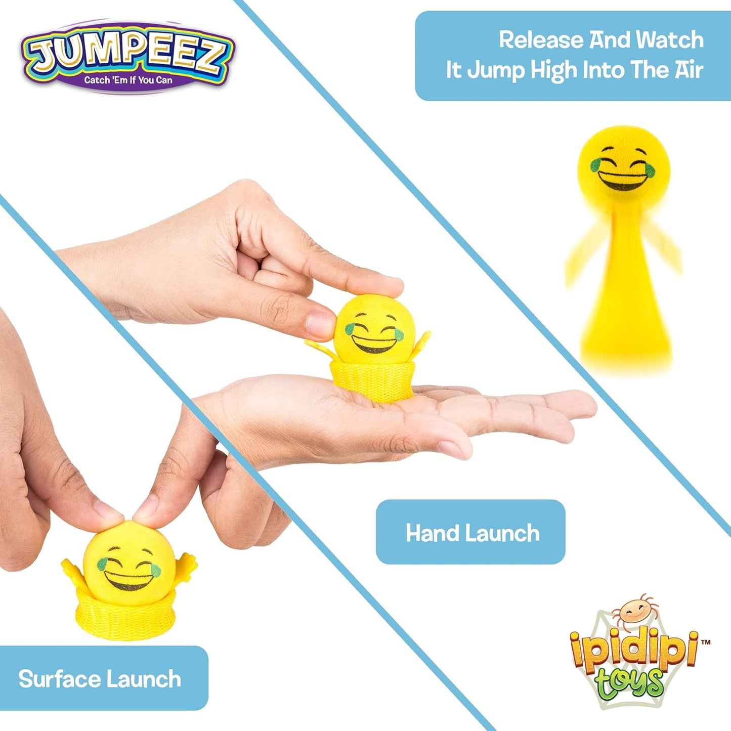 IPIDIPI TOYS Jumping Poppers – Spring Launcher Toys for Kids - Fun Party Favors, Goodie Bag Stuffers, Classroom Rewards, Birthday Games, and Holiday Prizes – Pack of 24