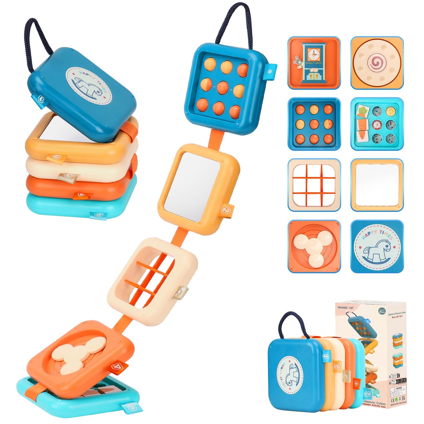 SOSUSHOE Busy Board for 1 Year Old, Travel Toys for Toddler 1-3, Montessori Busy Board Busy Cube, Toys Gifts for 1 Year Old Boy Girl