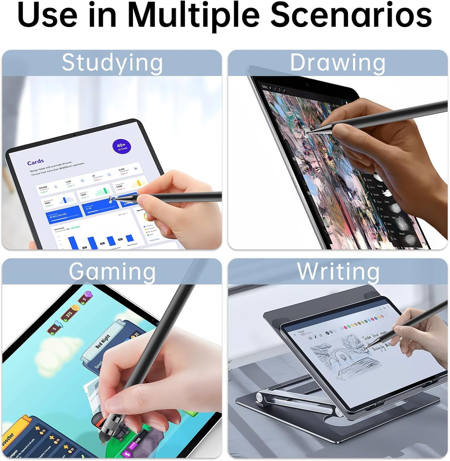 Bopomofo Stylus (5 Pcs),2-in-1 Stylus Pen for Touchscreen, High Precision and Sensitivity, Suitable for iPhone/ipad/Android Tablets, Compatible with Touch Screens,Black