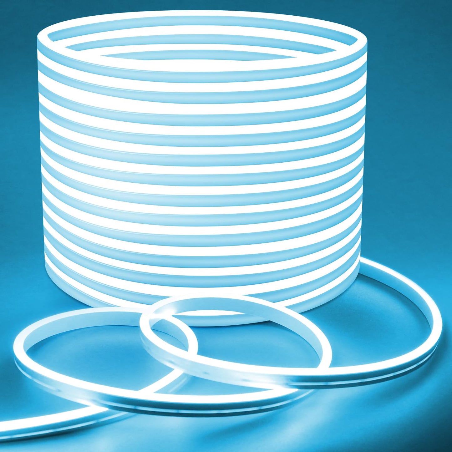 Lamomo White Led Strip Lights, 16.4ft/5m Neon Light Strip, 12V Flex Waterproof Neon LED Strip Silicone LED Neon Rope Light for Kitchen Bedroom Indoor Outdoor Decoration(Power Adapter not Included