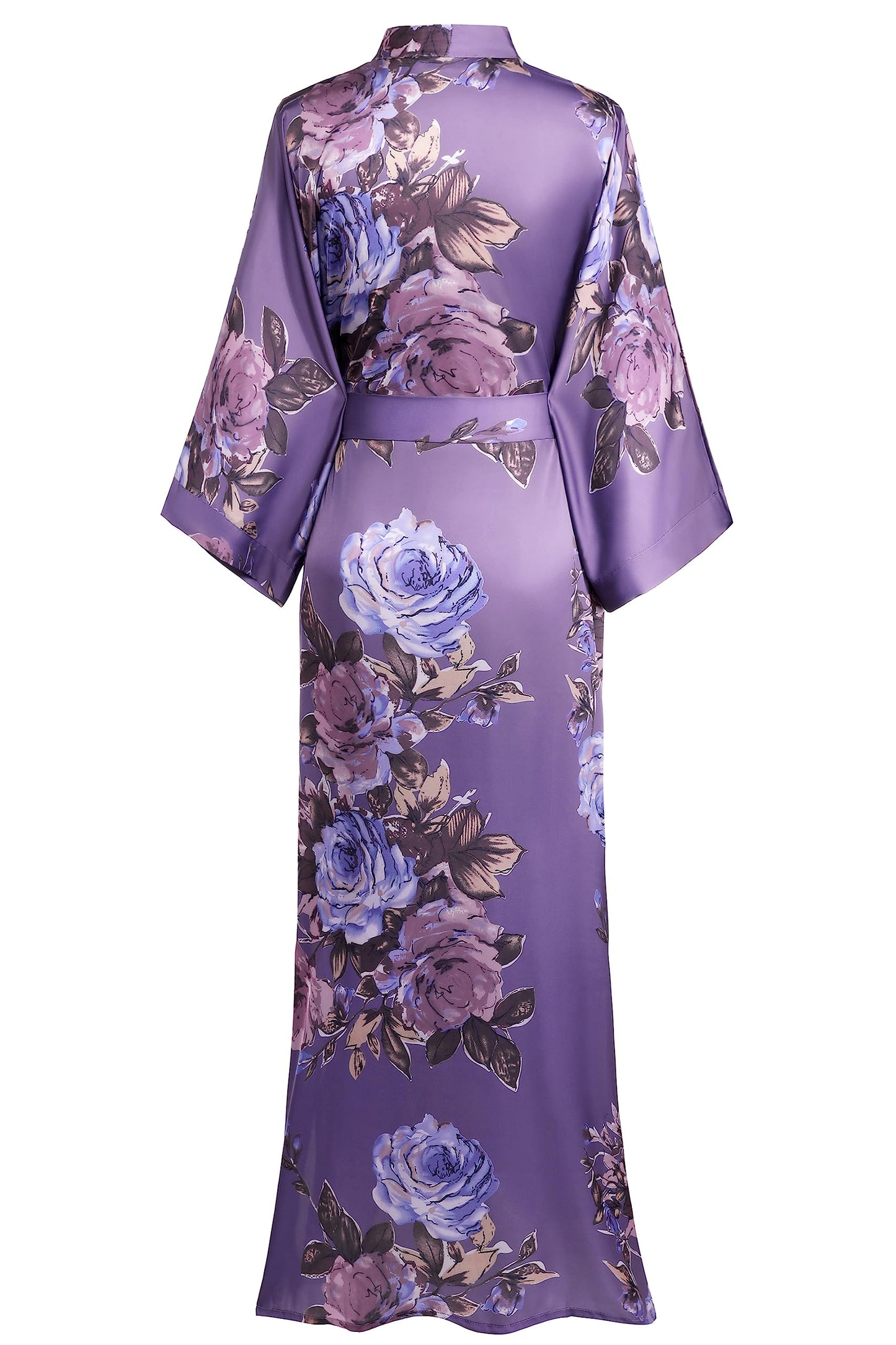 BABEYOND Women's Kimono Robe Long Satin Silky Floral Lightweight Bridesmaid Wedding Bachelorette Party Robe