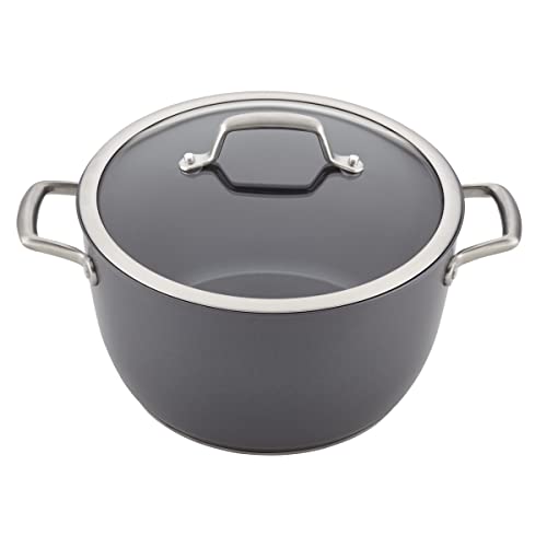 Anolon Accolade Forged Hard Anodized Nonstick Pots & Pans - Induction Cookware Set - 12 Piece - Moonstone Gray