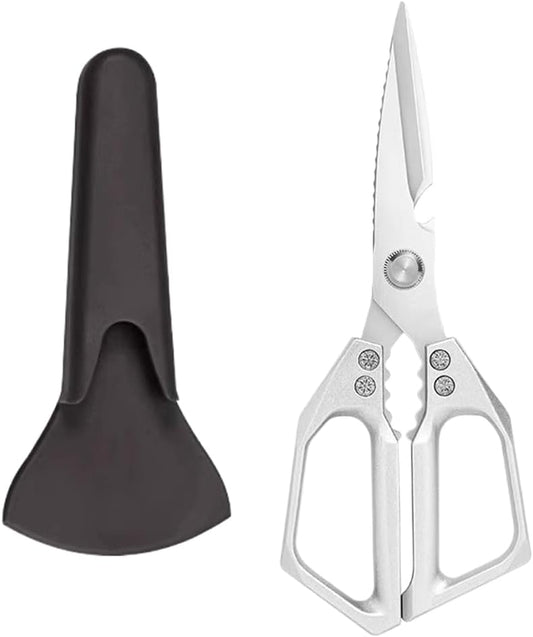 Multifunctional Heavy-Duty Kitchen Shears, Heavy Duty Kitchen Scissors for Food with Ergonomic Handle, High-Carbon Steel Culinary Shears for Chicken, Meat, Seafood, Bone Cutting (Long Sliver)
