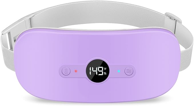 NOWWISH Heating Pad for Period Cramps Pain Relief, Portable Electric Cordless Menstrual Heating Pad Rechargeable with 6 Heat Levels and 6 Massage Modes, College Dorm Room Essentials for Girls, Purple