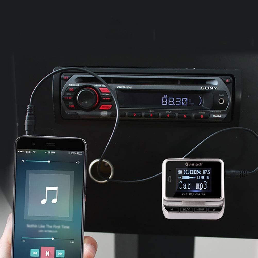 Bluetooth FM Transmitter for Car, Wireless Car Radio Adapter, Handsfree Auto Kit with Remote Control, MP3 Music Player Support USB Charger Siri Google Assistant U Disk/TF Card/Aux