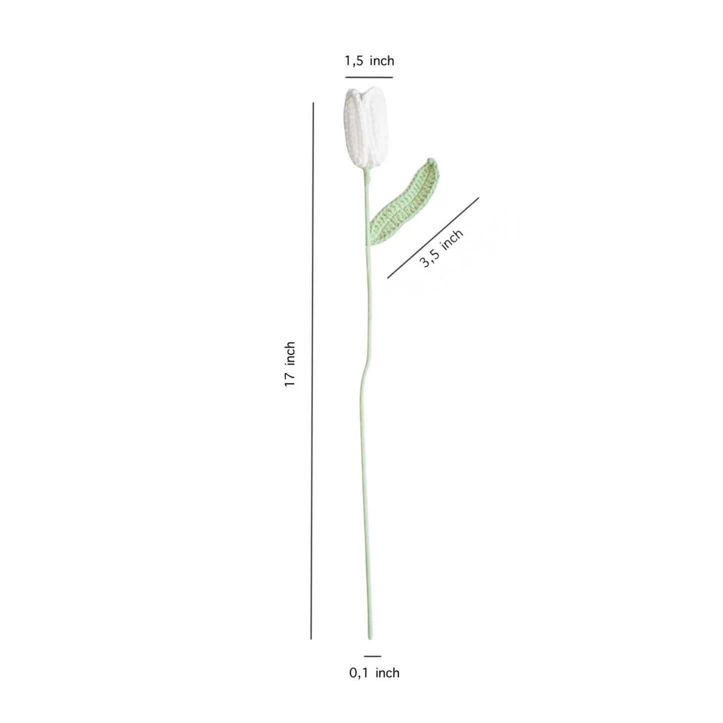 5 PCS Artificial Flowers, Crochet Flower Bouquet, Tulips, Handmade Crochet Flowers, White Tulips, Fake Flowers for Decoration, Cute Home Decor, Tulip, Tulips VooXy (Deep White)