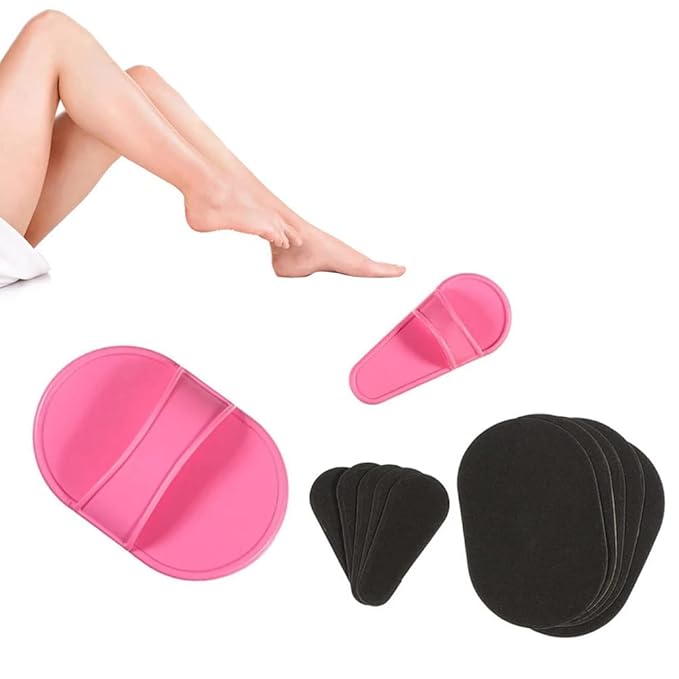 Smooth Away Facial Hair Remover Pads Exfoliation Kit for Women Girls, Smooth Legs and Facial Hair Removal Pads in 2 Sizes, Fine Black Sandpaper for Lips and Skin, Hair Removal and Exfoliation Kit