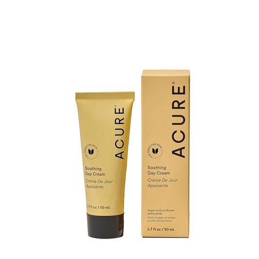 Acure Soothing Day Cream - Moisturizer for Dry Sensitive Skin, Hydrating & Soothing Facial Lotion with Argan Oil, Chamomile & Sunflower Amino Acids, Vegan & Cruelty Free Skincare - 1.7 fl oz