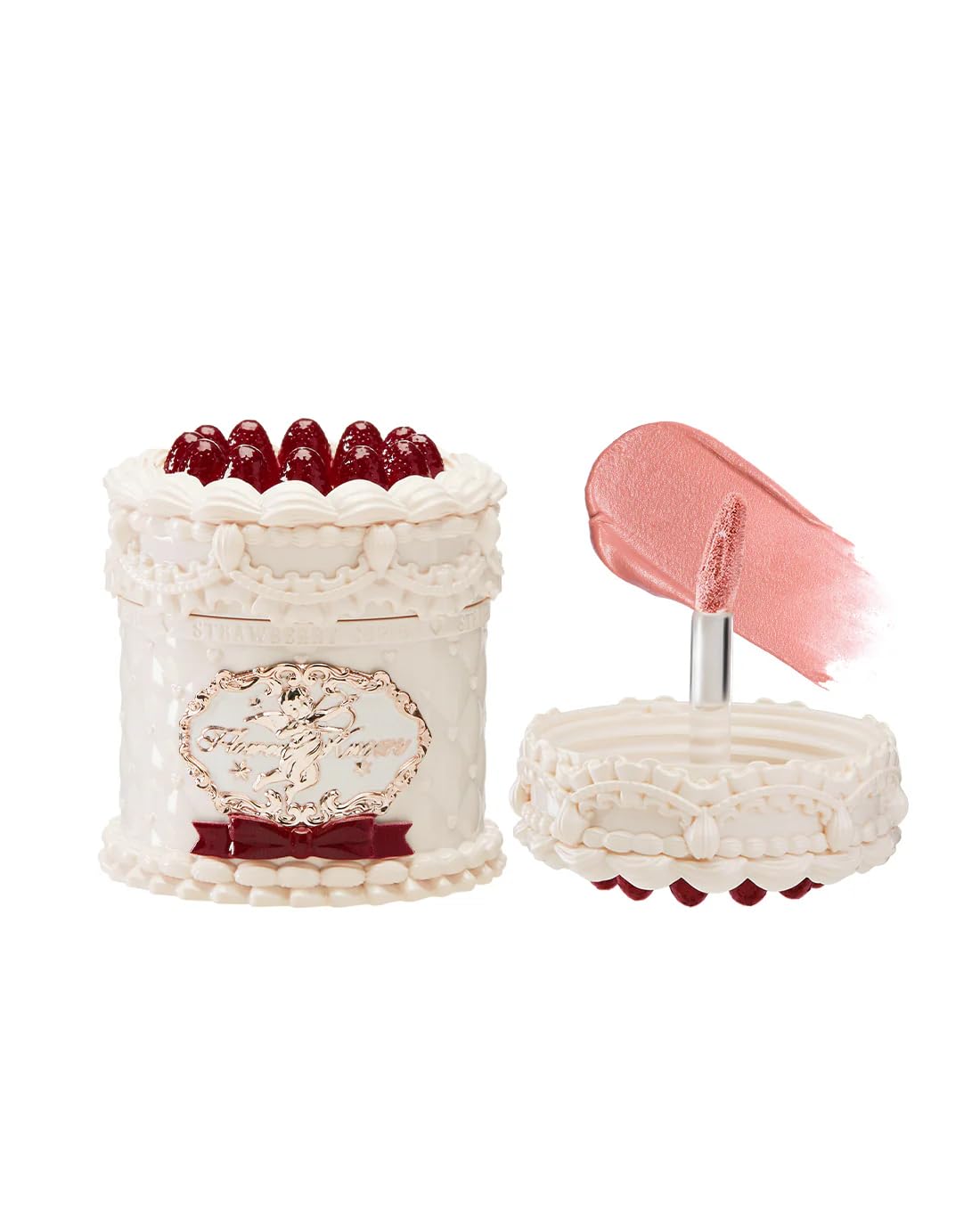 Flower Knows Strawberry Cupid Cake Lip Cream,Velvety-Smooth Matte Liquid Lipstick,Hydrating,Smudge-proof & Stain-Free Lip Stain(V01 Vanitea,0.17 Fl Oz)