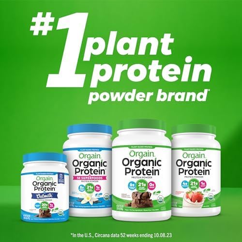 Orgain Organic Vegan Protein Powder, Horchata - 21g of Plant Based Protein, Low Net Carbs, Gluten Free, Lactose Free, No Sugar Added, Soy Free, Kosher, Non-GMO, 2.03 Lb