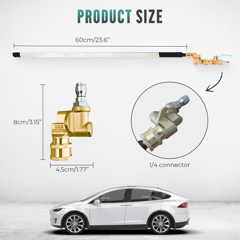Radiator Cleaning Wand with Air Pipe Quick Connector, 24'' Portable Radiator Cleaning Tool, 4500 PSI Radiator Flush and Cleaner Pressure Washer Tool for Cars Trucks RV Gutter Cleaning (No Switch)