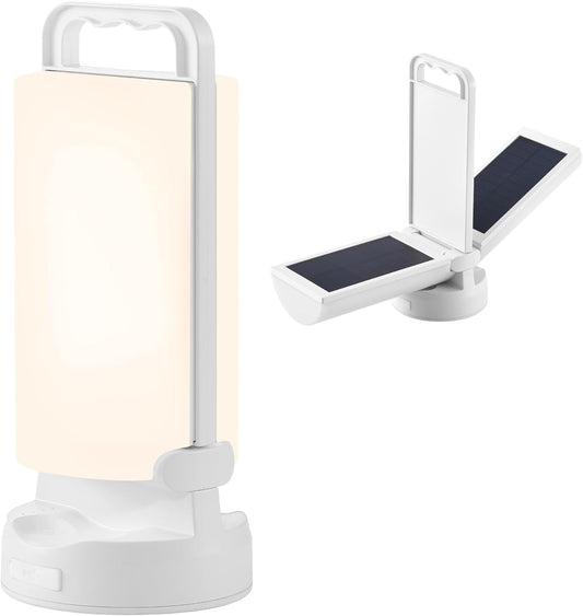Camping Lantern Solar Lights, Rechargeable Waterproof Outdoor Camping Essentials, Dimmable Lanterns for Power Outages, Camp Gear, Emergency, Indoor, Cool White