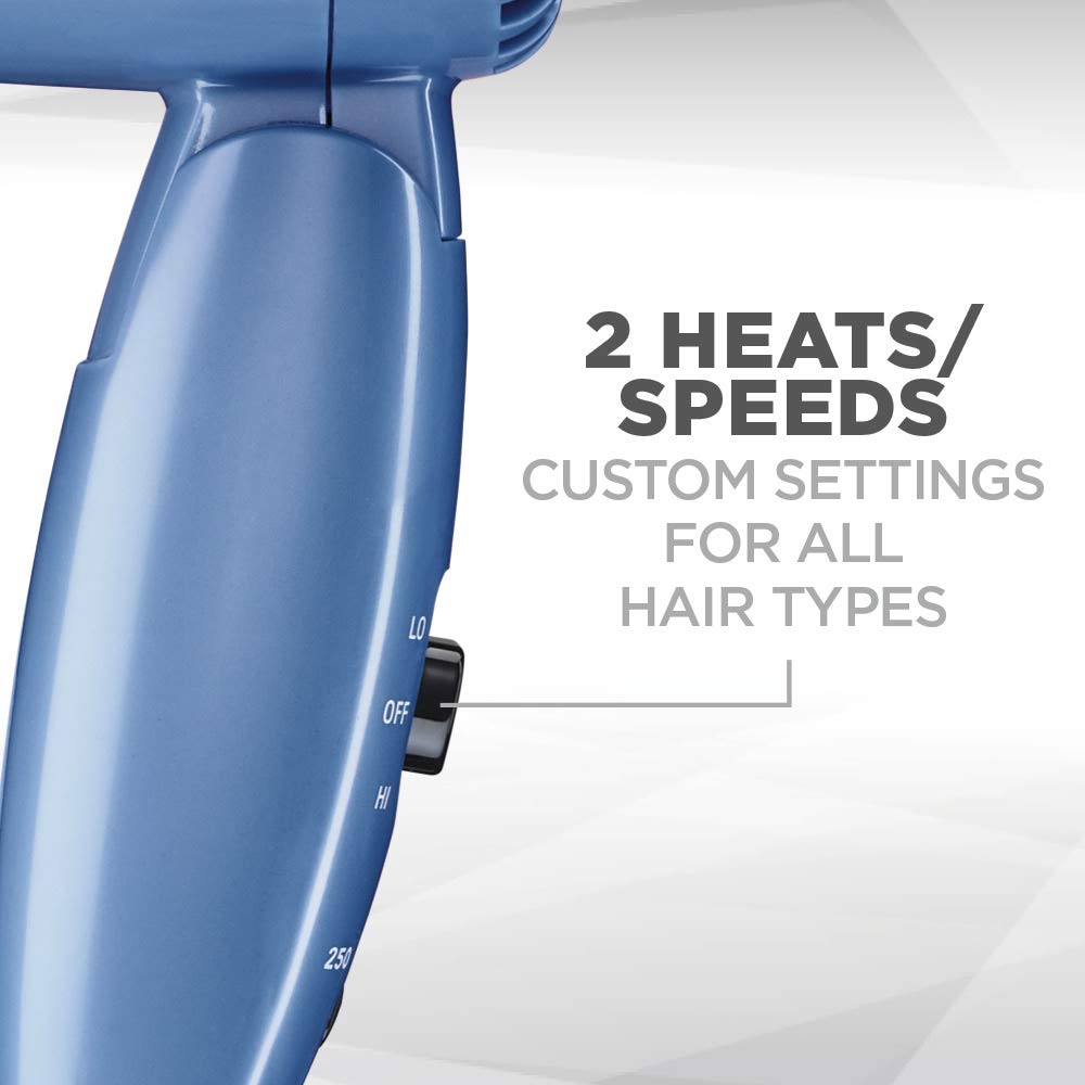 Conair Travel Hair Dryer with Dual Voltage, 1600W Compact Hair Dryer with Folding Handle, Travel Blow Dryer