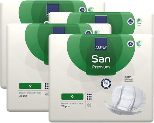 Abena San Premium Incontinence Pads, Heavy Absorbency, (Sizes 8 to 11), Size 9, 112 Count