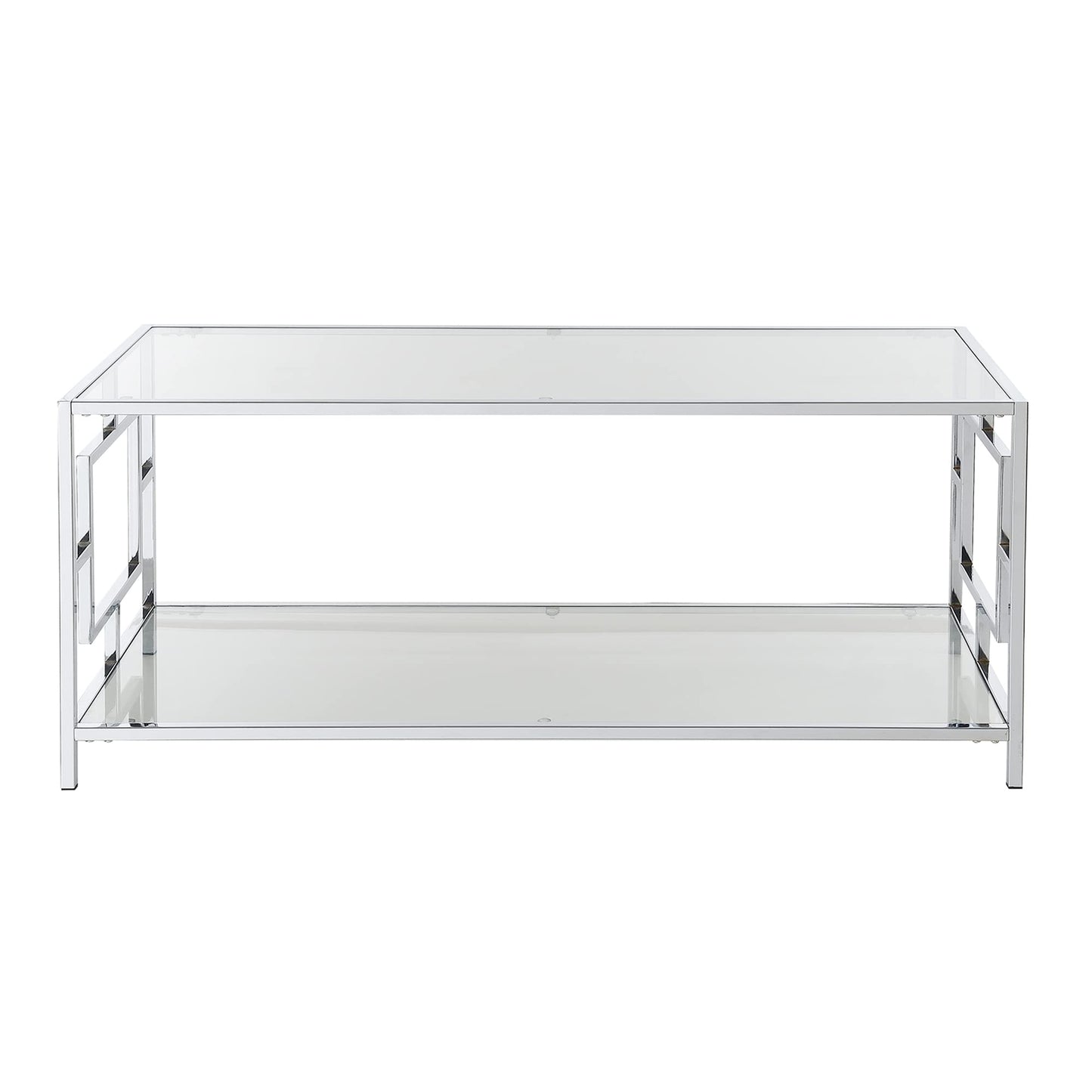 Convenience Concepts Town Square Coffee Contemporary Modern Table with Storage Shelf for Living Room, 42", Glass/Chrome