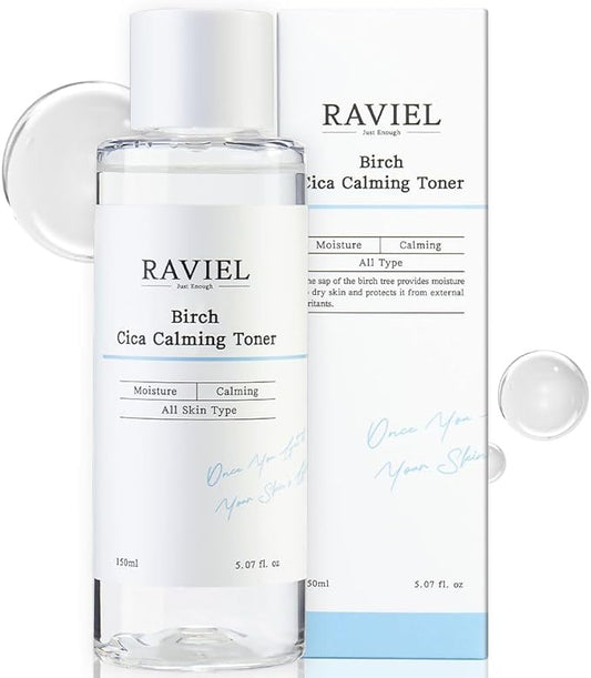 RAVIEL Birch CICA Barrier Repair Toner – Soothing & Deep Hydration for Sensitive, Dry, and Damaged Skin – Korean Skincare with Birch Sap & Centella Asiatica (5.07 fl oz)