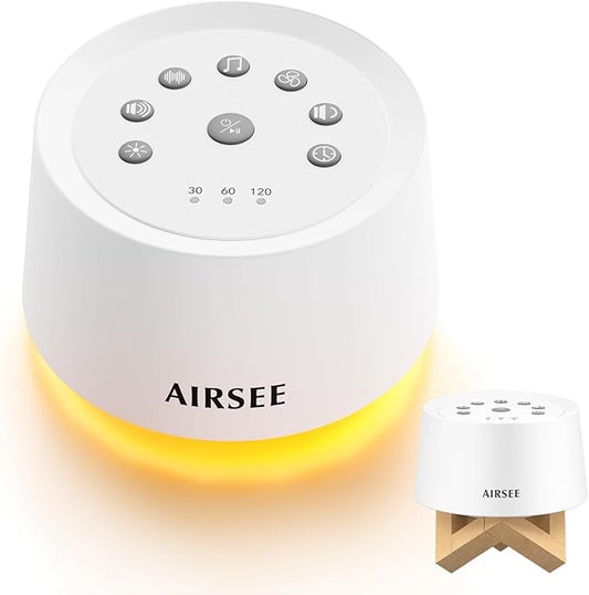 Airsee White Noise Sound Machine, 31 Soothing Sounds 4-Level Breathing Night Light Portable Sound Machine for Baby Adults,4 Timer Memory Function 32 Volume Levels Sleep Machines for Home Office Travel