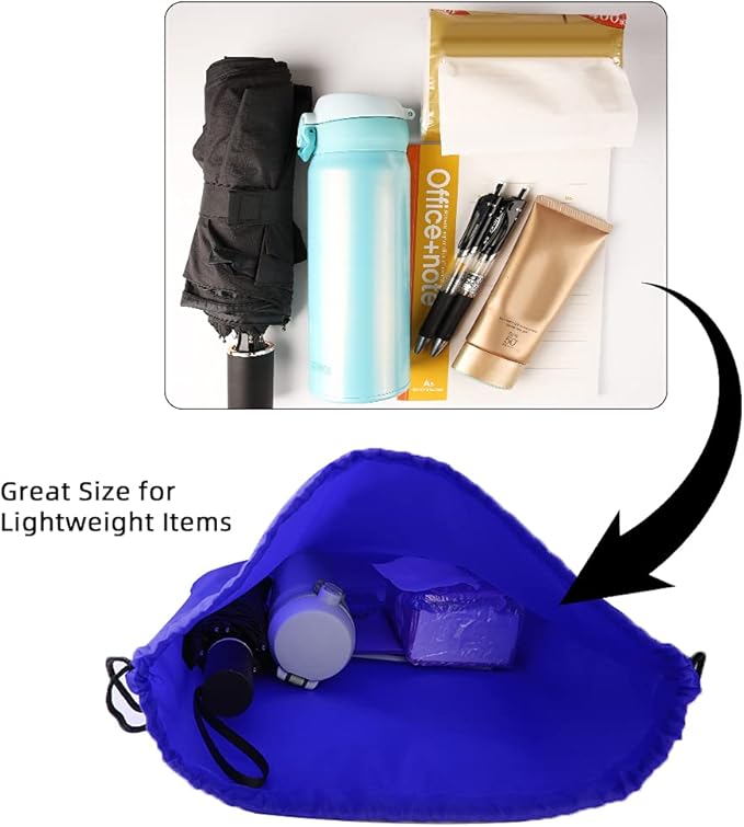 GoodtoU Drawstring Backpacks, Bags Bulk Nylon Backpack Draw String Back Bag Cinch Sack Gym Bag for Sport, Traveling, Team (Blue, 20Pcs)