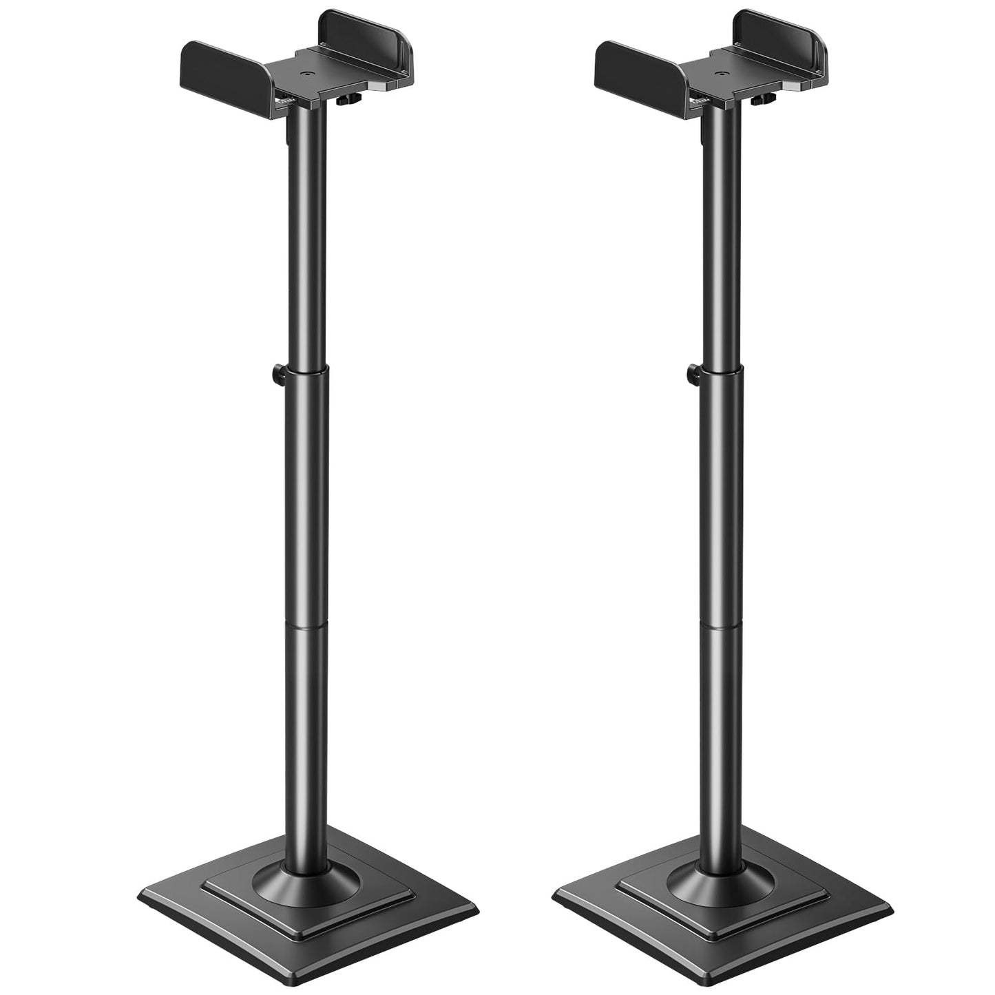MOUNTUP Universal Speakers Stands Pair 34" to 43.3" Height Adjustable Holds Bookshelf Speakers Satellite Speakers Up to 11LBS Cable Concealing 1 Pair Spring-Loaded Plate Extends to 10" MU9138 Black