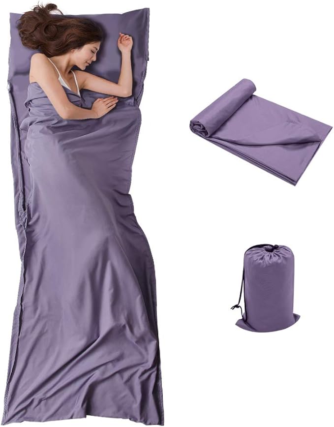Travel and Camping Sheet Sleeping Bag Liner - Lightweight Compact and Portable Adult Sleeping Bag - Ideal for Traveling,Hostels and Camping