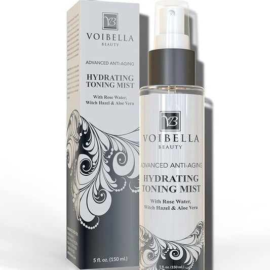 Organic Hydrating Toner for Face Anti-Aging - Rose Water, Witch Hazel & Aloe Vera Toning Facial Mist for Women. Natural Skin Moisturizing Rosewater Spray. Oil Free, Pure, Fresh & Pore Tight