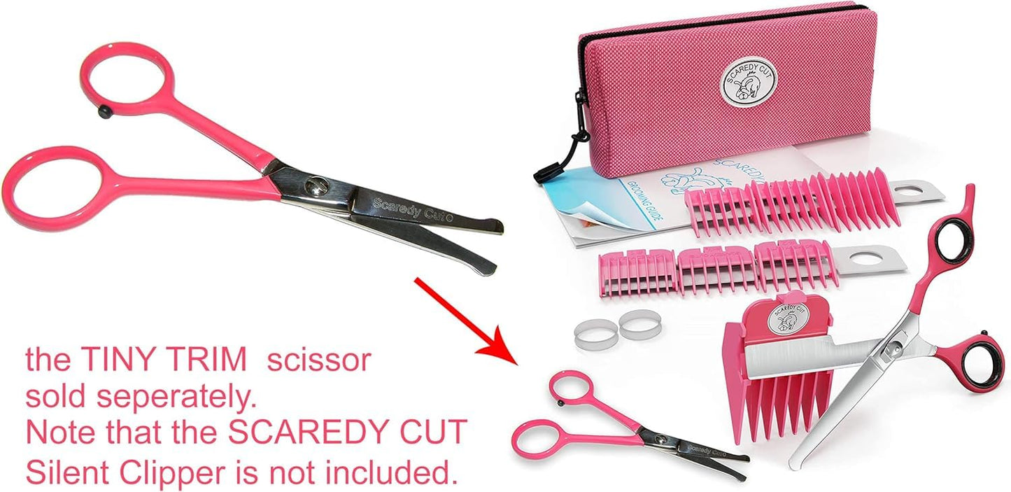 Tiny Trim 4.5" Ball-Tipped Scissor for Dog, Cat and all Pet Grooming - Ear, Nose, Face & Paw - Scaredy Cut's small Safety Scissor Blue