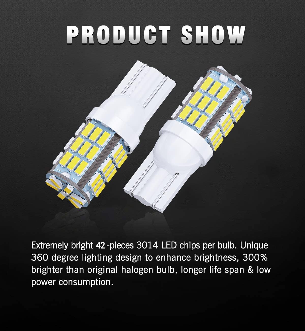 T10 921 194 168 175 LED Bulbs White 20-Packs, Super Bright 3014 42-SMD LED Replacement 12 Volt RV Camper Trailer Boat Trunk Interior Dome Map License Lights, Backup Reverse Lights