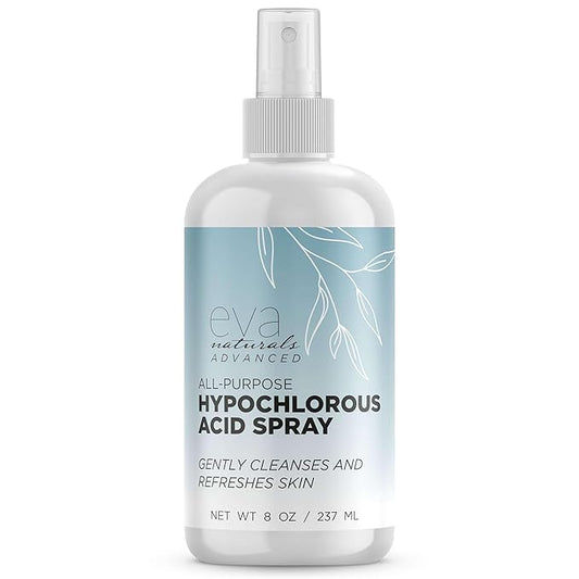 Hypochlorous Acid Spray for Face, Skin, and Body – HOCl Facial Mist Toner, Hydrating Cleanser for Acne, Eczema, Rosacea, Eyelids, Pets, Workout, Baby, Back, Redness, Sensitive Care Spray - 8 oz.