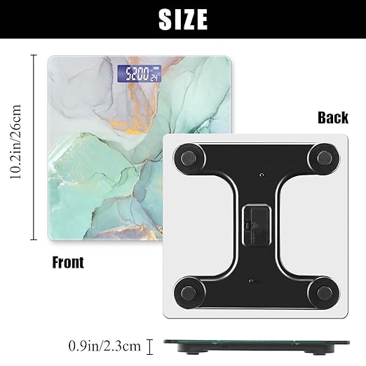 Weight Scale Digital Bathroom Scale Scale for Body Weight 400 lbs Personalized Digital Scale with Backlit Display Easy Read(Battery Not included) - Teal Marble Pattern