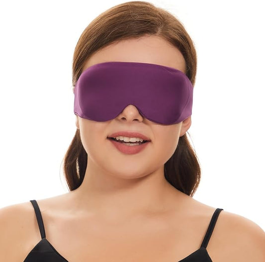 ALASKA BEAR Sleep Mask for Side Sleepers Patented Design, Cup-Shaped and Extra-Soft, 100 Blackout Eye Mask Shades Cover for Men and Women Home or Travel, Machine Washable, Purple