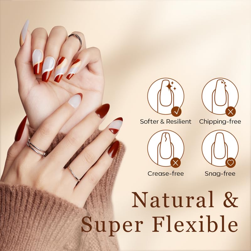 Modelones Long Coffin Nail Tips - 500Pcs Pre-shaped Half Matte Full Cover Fake Nails Gel Tips Acrylic Press on Manicure Extension DIY 10 Sizes