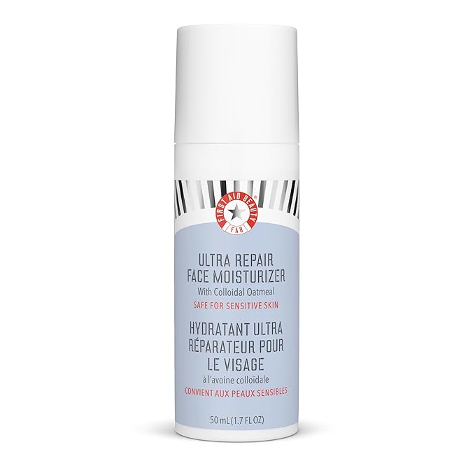 First Aid Beauty - Ultra Repair Face Moisturizer, Soothing Face Colloidal Oatmeal, Everyday Lightweight Non-Comedogenic Formula Helps Soften Skin with Ceramides and Shea Butter, 1.7 oz
