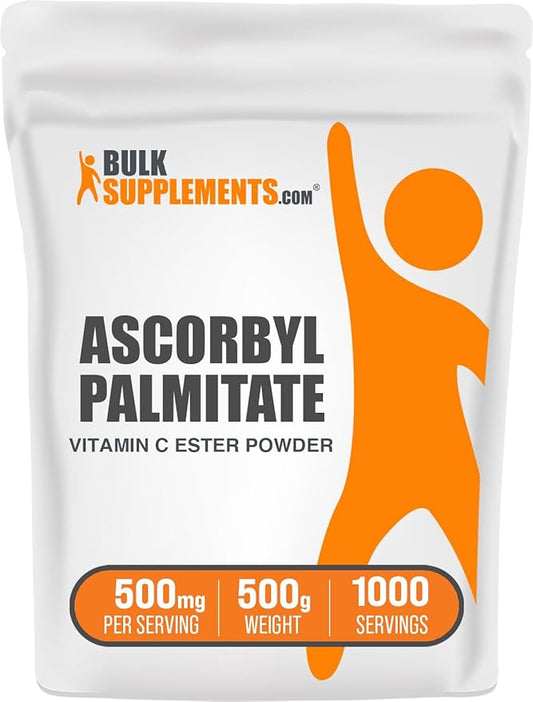 BulkSupplements.com Ascorbyl Palmitate Powder - Vitamin C Ester, Ascorbyl Palmitate 500mg - Vitamin C Supplement, Gluten Free, 500mg per Serving, 500g (1.1 lbs) (Pack of 1)