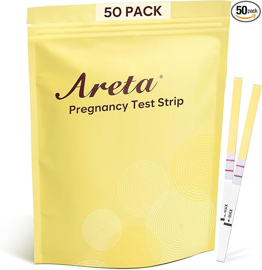 Areta Pregnancy Test Strips: 50-Pack hCG Tests, Highly Accurate and Rapid Results for Early Detection The Day After Your Missed Period