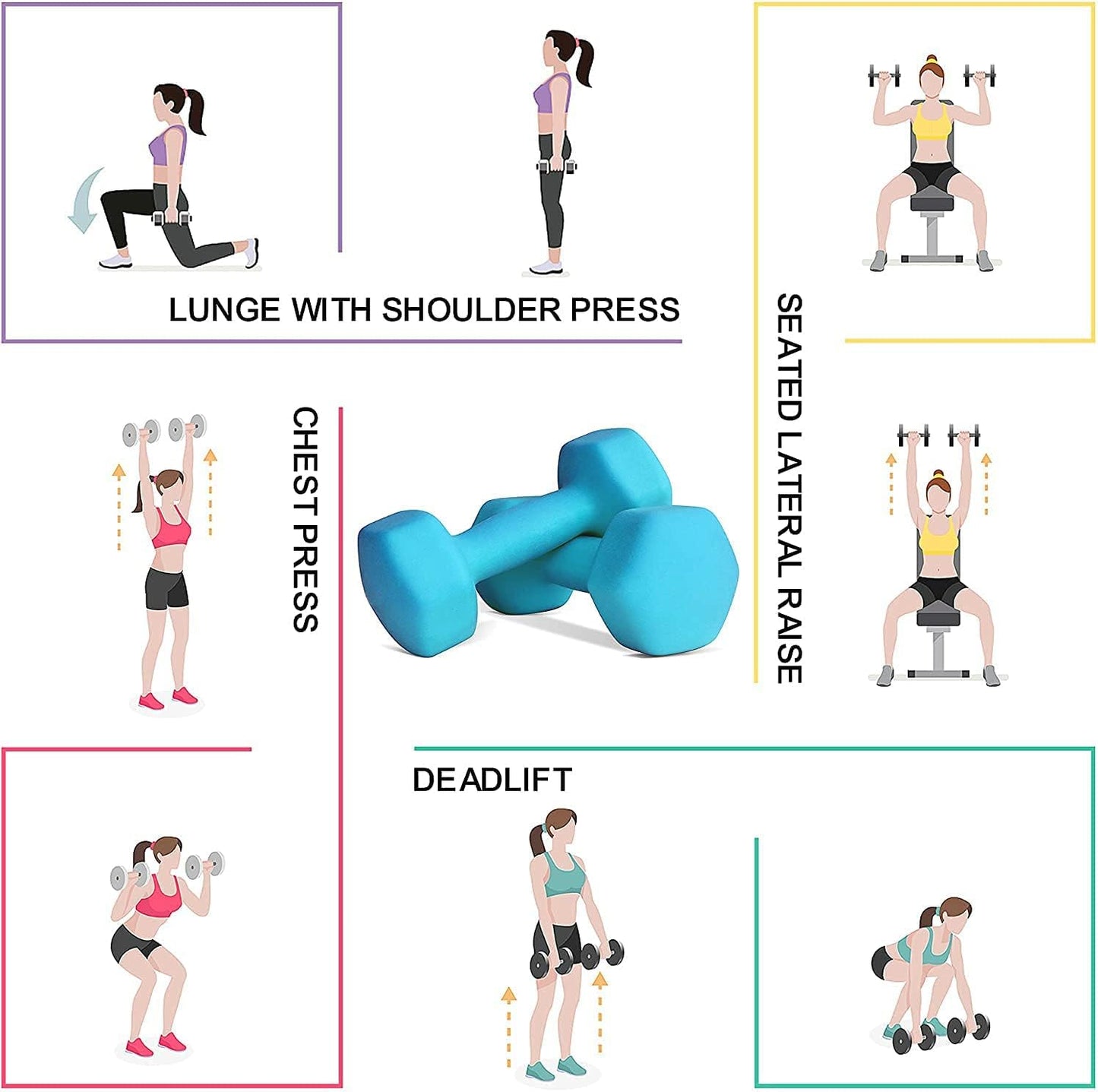 Balelinko Hand Weight Neoprene Coated Dumbbell, Exercise & Fitness Dumbbell for Home Gym Equipment Workouts Strength Training Free Weights for Women, Men, Seniors, Teens, and Youth, 6 LB Blue, Pair