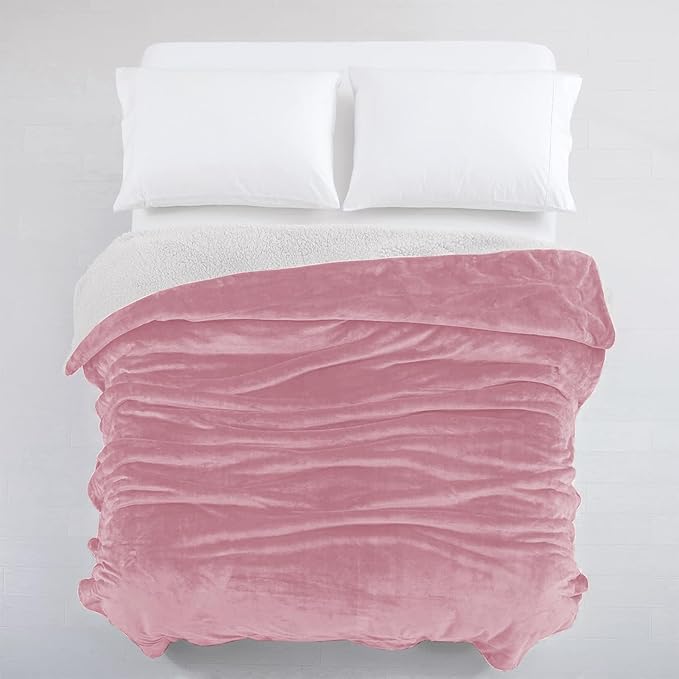 IR Imperial Rooms Baby Pink Sherpa Fleece Throw Blanket for Bed - Wholesale Bulk Pack of 16 Sherpa Blankets - Soft Fluffy Throw Blankets for Hotels, Guest Bedroom, 50x60 Inches