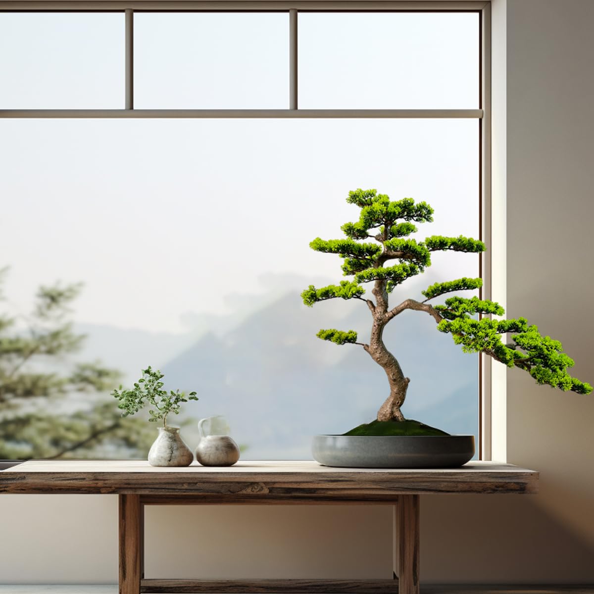 VIGGDA 3ft（43in） Artificial Bonsai Tree Juniper Faux Plants Indoor Big Fake Plants Decor with Ceramic Pots for Home Table Office Desk Bathroom Shelf Bedroom Living Room Farmhouse Decorations