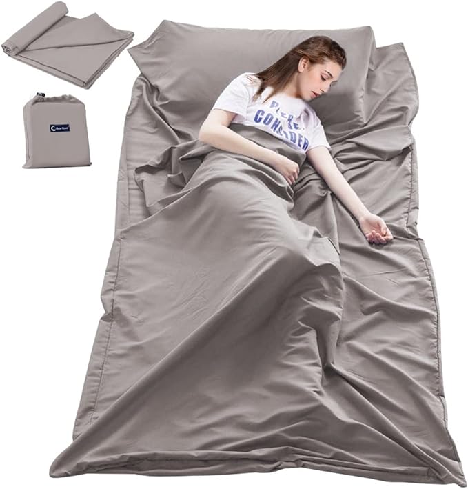 Sleeping Bag Liner Travel Sheets for Hotel Camping Sheets Travel Bed Sheets for Hotel Lightweight Single &Double Compact Sleeping Bag Sack Breathable Travel Sleeping Bag for Hotels Adult Compact Sacks