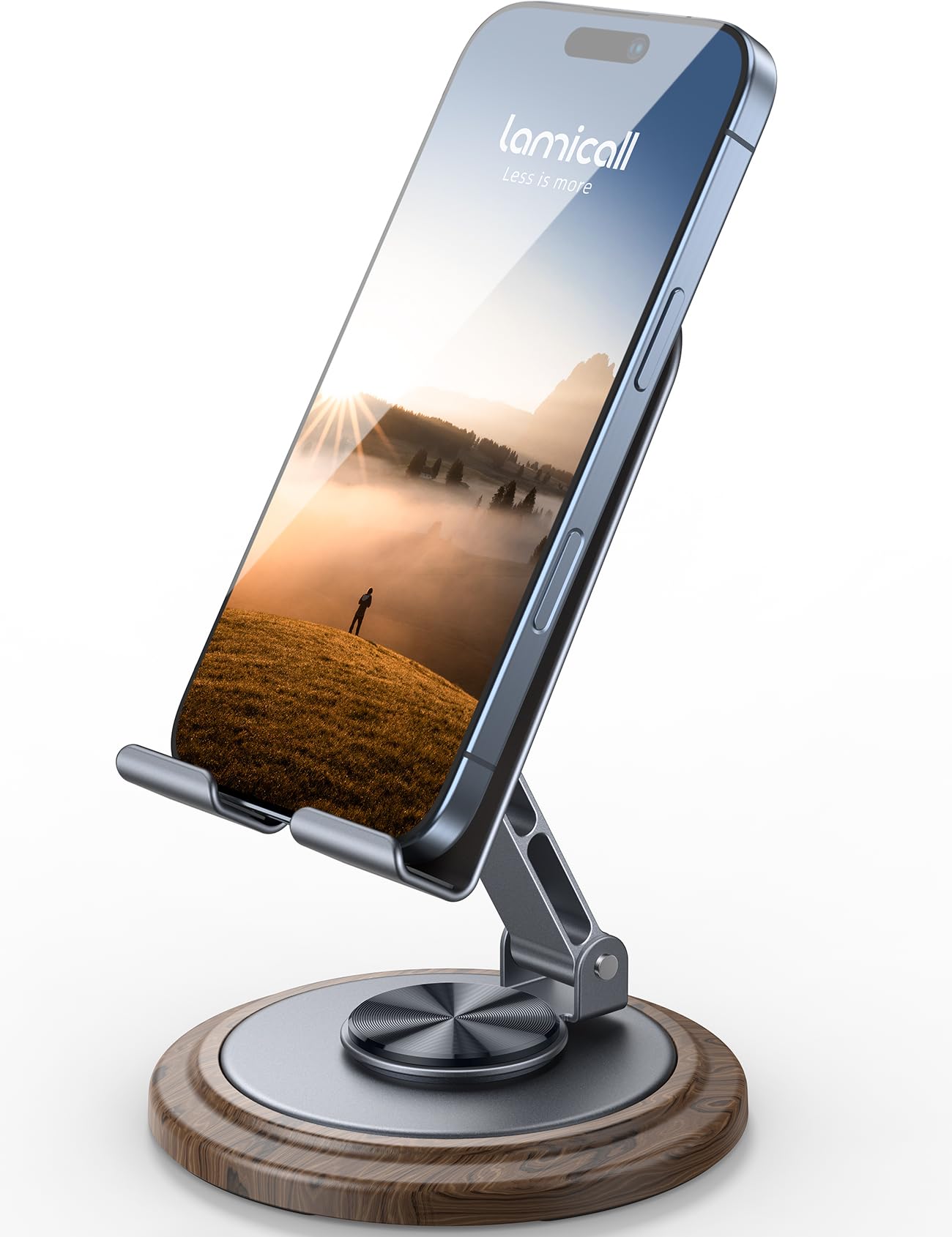 Lamicall Adjustable Phone Stand for Desk - 360 Rotating Foldable Cell Phone Holder Desktop Portable Cellphone Stand, Office Desk Accessories for iPhone 16 15 14 13 Pro Max, 4-10” Smartphones, iPad