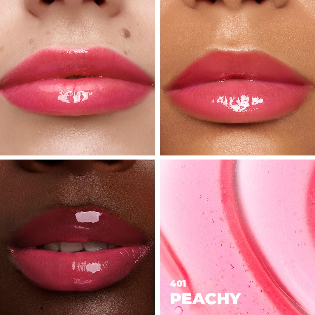 All-in-One Lip Oil - Lightweight, Tinted, Plumping, Hydrating Lip Gloss - Lip Balm for Day & Night Use, Long-Lasting Lip Stain, Lip Glow Oil, No-Sticky Gloss, Lip Plumper Tint - Peachy №401
