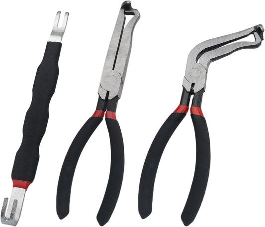 8" Electrical Disconnect Pliers Set 60°Connector Tool Angled Wire Plug Tool Locking Push Tab Pliers for Sensor Plugs Fuel Injectors Wiring Harnesses Removal 37960,37980 (3 Piece Set)