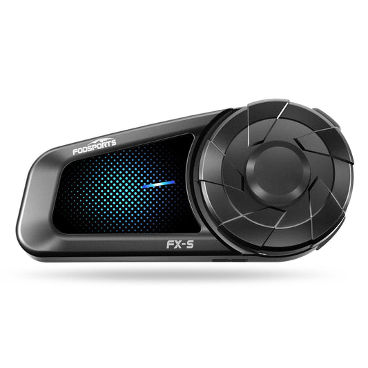 Fodsports FX-S Motorcycle Bluetooth Headset V5.4, 2-Way Helmet Intercom Communication System with IP67 Waterproof, CVC Noise Cancellation, Hands-Free Music/Call, 2 Type Mics, Black, 1 Pack