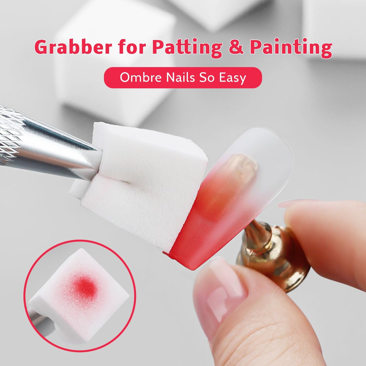 Sponge Pat Paint Nail Gel, Blending Colors Ombre Nails Gradient Gel Nail Blush Blooming Aura Nails Drawing Stripper Floral Painting Nail Art, No Wipe, UV/LED Curing 5ml 1PC (Red)