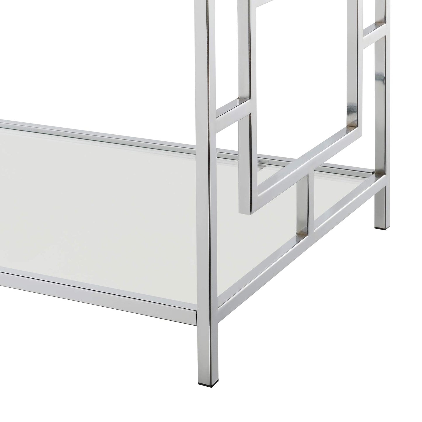 Convenience Concepts Town Square Coffee Contemporary Modern Table with Storage Shelf for Living Room, 42", Glass/Chrome