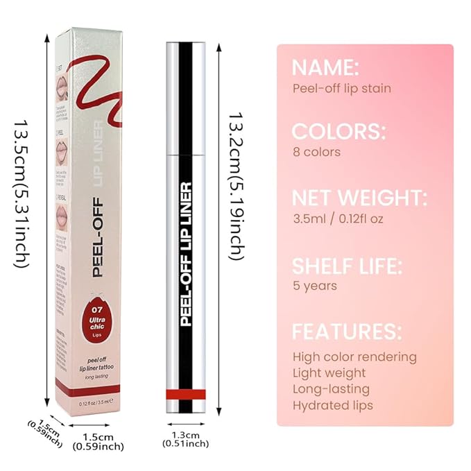 2Pcs Matte Liquid Lip Stain Peel Off Lip Liner Tattoo Set, Waterproof, Smudge-Proof, Peel Off Lip Stain Tattoo, Long-Lasting Non-Stick Cup Lip Gloss for All Skin Types (0.12 fl oz, #04+#06)